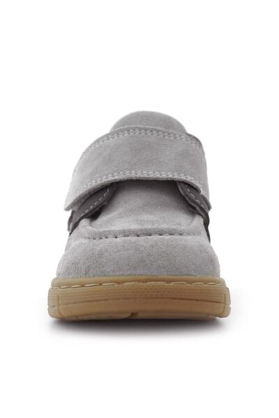 Rakerplus Hakiki Deri Açık Gri Mavi Cırt Cırtlı Bebek Bot - 4