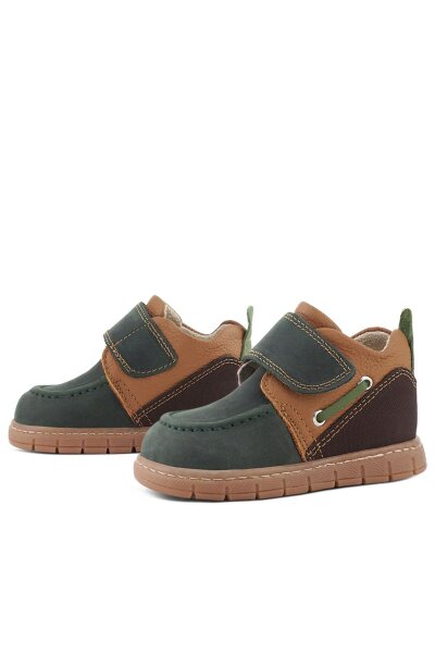 Rakerplus Hakiki Deri Yeşil Kahve Cırt Cırtlı Bebek Bot - 40