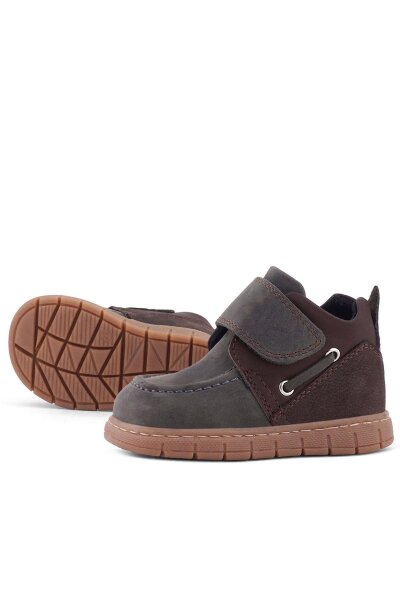 Rakerplus Hakiki Deri Gri Kahverengi Cırt Cırtlı Bebek Bot - 6