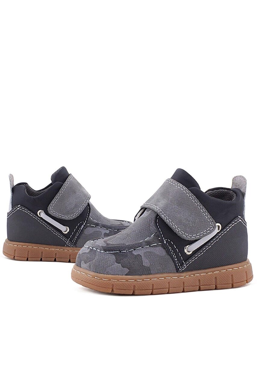 Rakerplus Hakiki Deri Gri Kamuflaj Desenli Cırt Cırtlı Bebek Bot - 14
