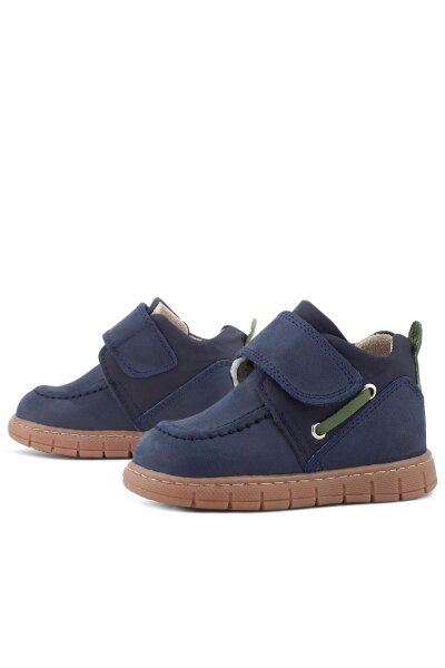 Rakerplus Hakiki Deri Lacivert Yeşil Cırt Cırtlı Bebek Bot - 12