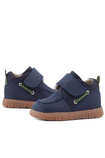 Rakerplus Hakiki Deri Lacivert Yeşil Cırt Cırtlı Bebek Bot - 42