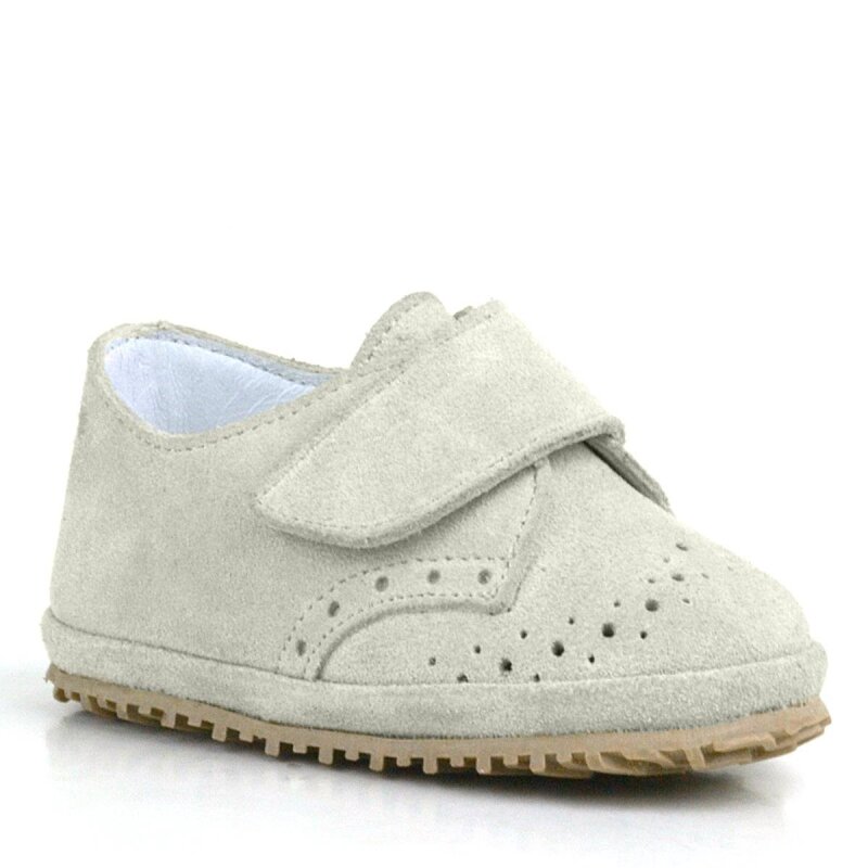 Hakiki Deri Bej Nubuk Cırtlı Bebek Patik Ayakkabı - 2