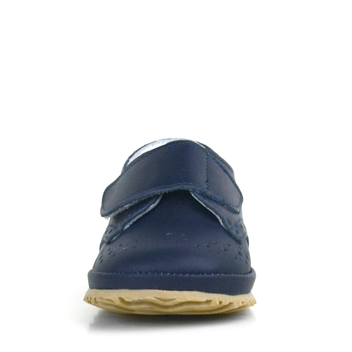 Hakiki Deri Lacivert Cırtlı Bebek Patik Ayakkabı - 5