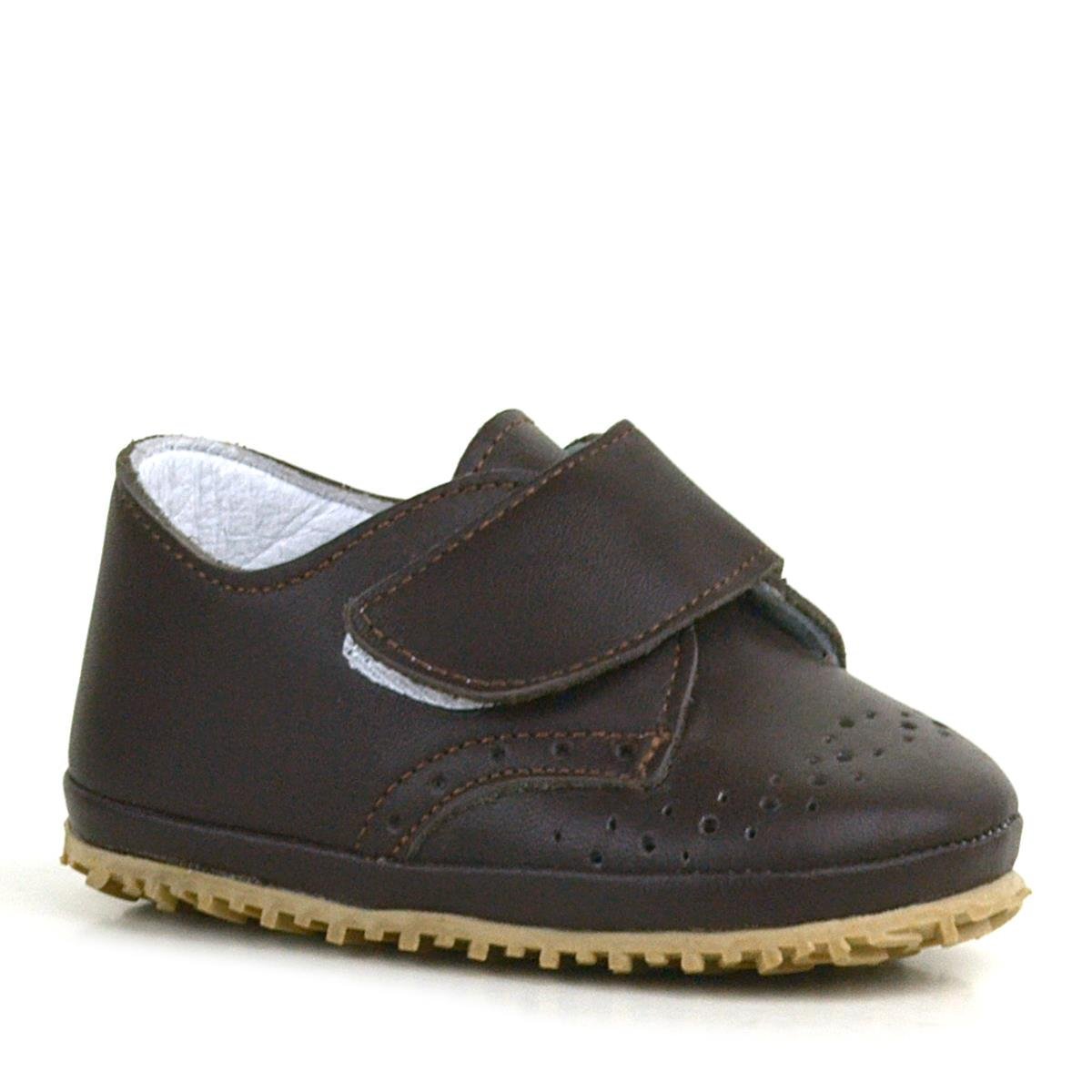 Hakiki Deri Kahverengi Cırtlı Bebek Patik Ayakkabı - 2