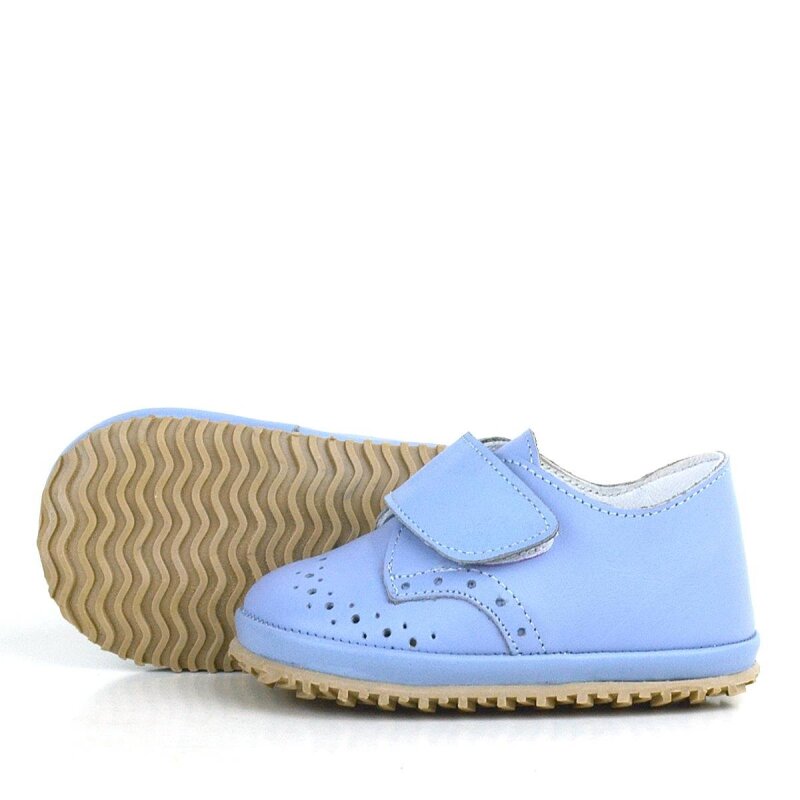 Hakiki Deri Mavi Cırtlı Bebek Patik Ayakkabı - 6