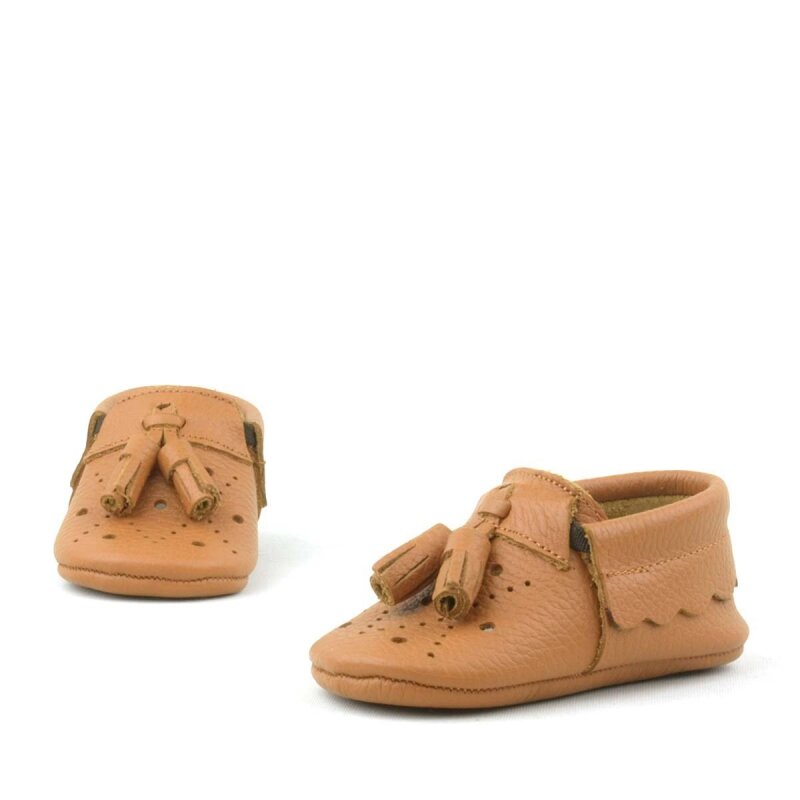 Peppa Hakiki Deri Taba Püsküllü Lastikli Bebek Patik - 5