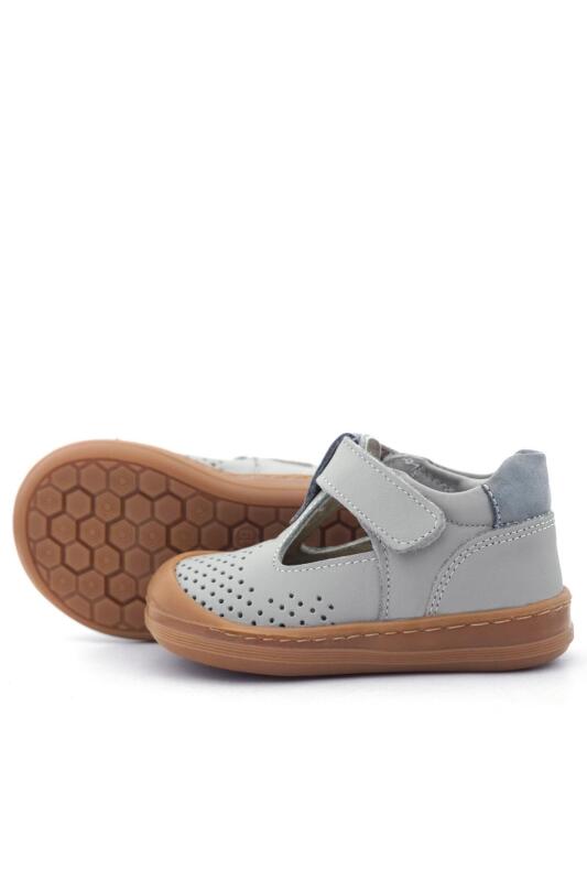 Rakerplus Shaun Hakiki Deri Açık Gri Cırtlı Anatomik Bebek Sandalet - 7