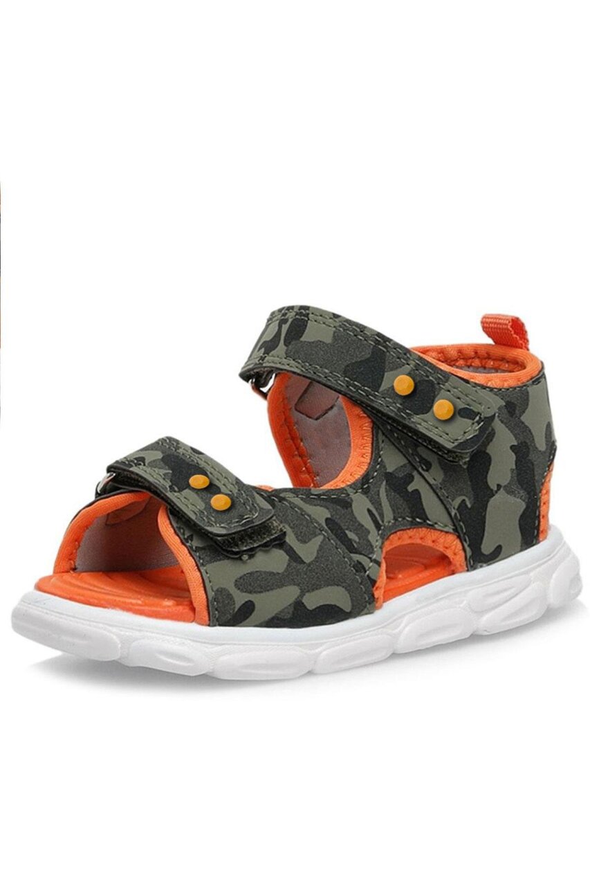 Rakerplus Haki Kamuflaj Desenli Metal Detaylı Cırtlı Bebek Sandalet Ayakkabı - 2