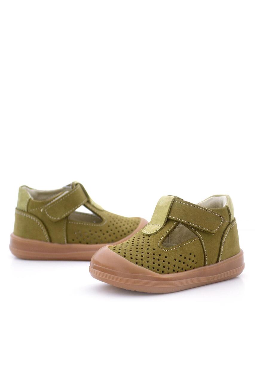 Rakerplus Shaun Hakiki Deri Haki Yeşil Cırtlı Anatomik Bebek Sandalet - 6