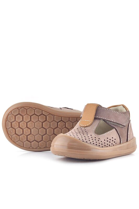 Rakerplus Shaun Hakiki Deri Kum Taba Cırtlı Anatomik Bebek Sandalet - 5