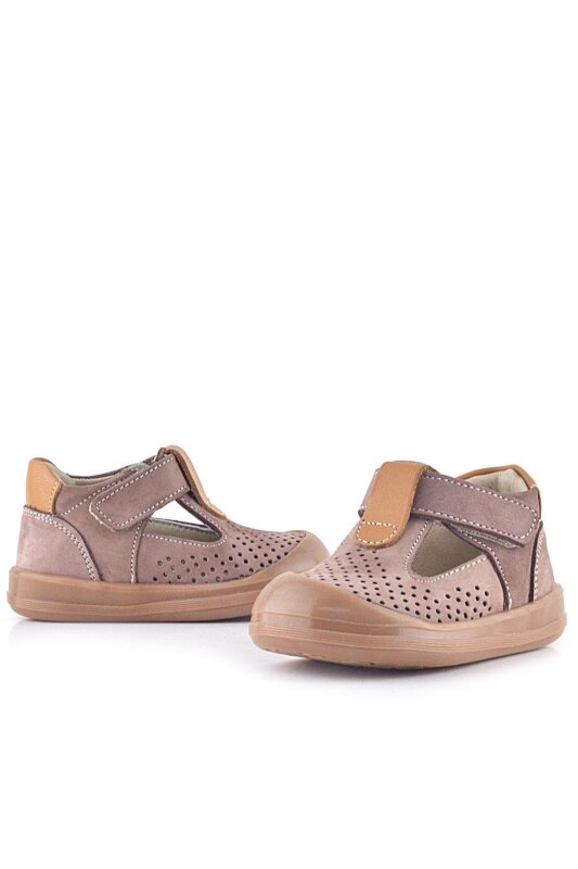 Rakerplus Shaun Hakiki Deri Kum Taba Cırtlı Anatomik Bebek Sandalet - 6