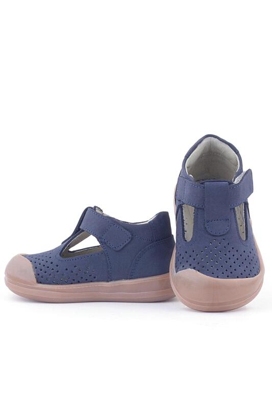 Rakerplus Shaun Hakiki Deri Koyu Lacivert Cırtlı Anatomik Bebek Sandalet - 5