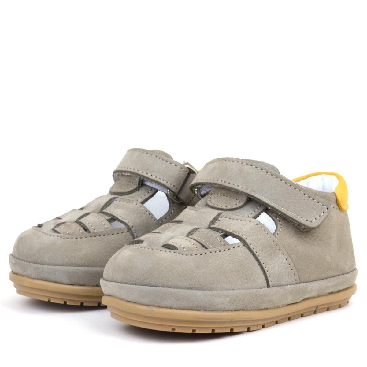 Rakerplus Muppet Hakiki Deri Kum Rengi Cırtlı Anatomik Bebek Sandalet Ayakkabı - 4