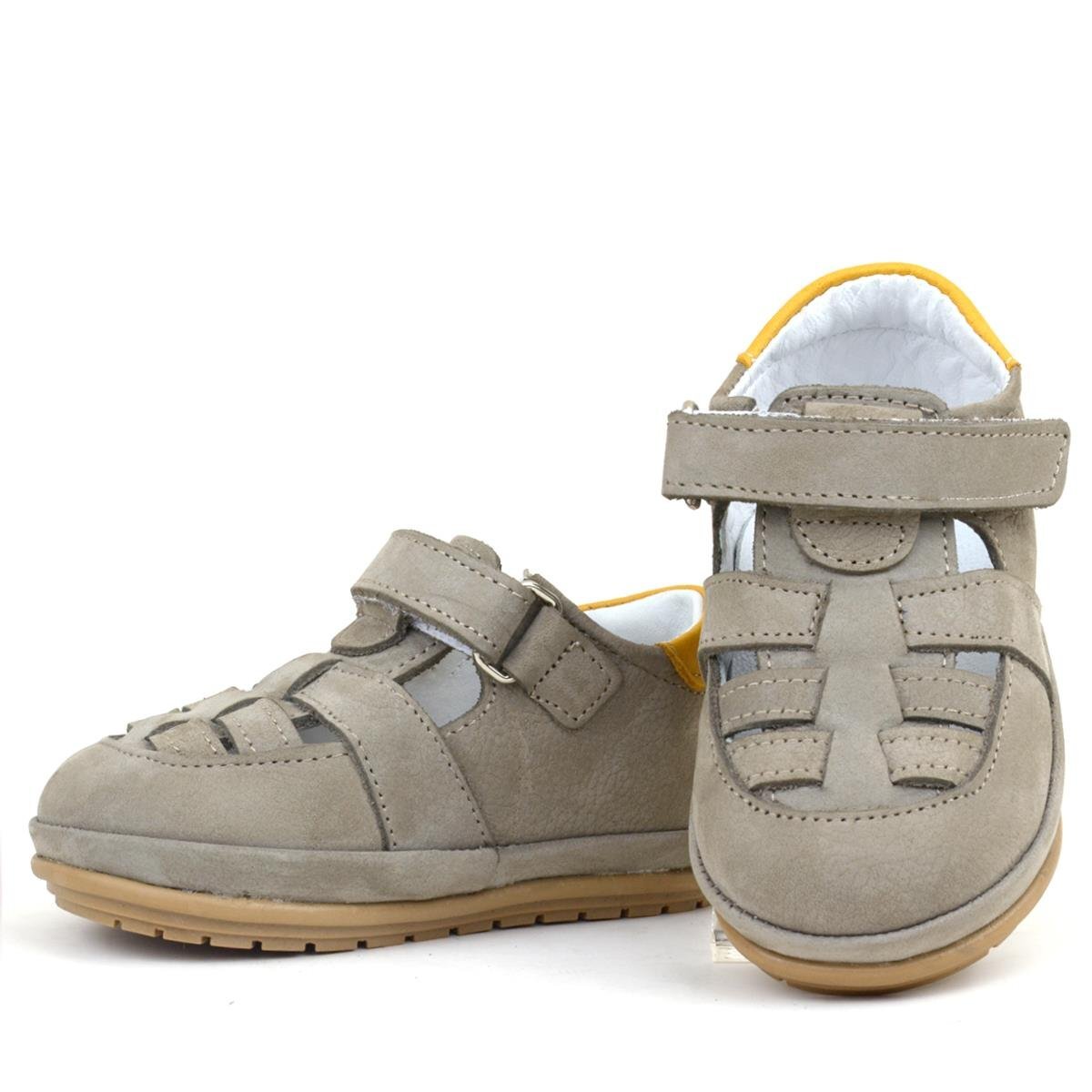 Rakerplus Muppet Hakiki Deri Kum Rengi Cırtlı Anatomik Bebek Sandalet Ayakkabı - 6