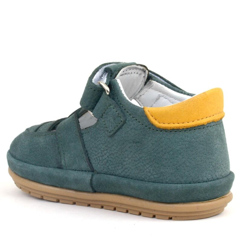 Rakerplus Muppet Hakiki Deri Yeşil Sarı Cırtlı Anatomik Bebek Sandalet Ayakkabı - 3