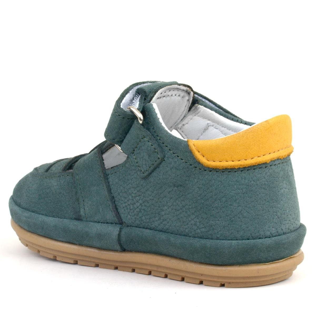 Rakerplus Muppet Hakiki Deri Yeşil Sarı Cırtlı Anatomik Bebek Sandalet Ayakkabı - 3