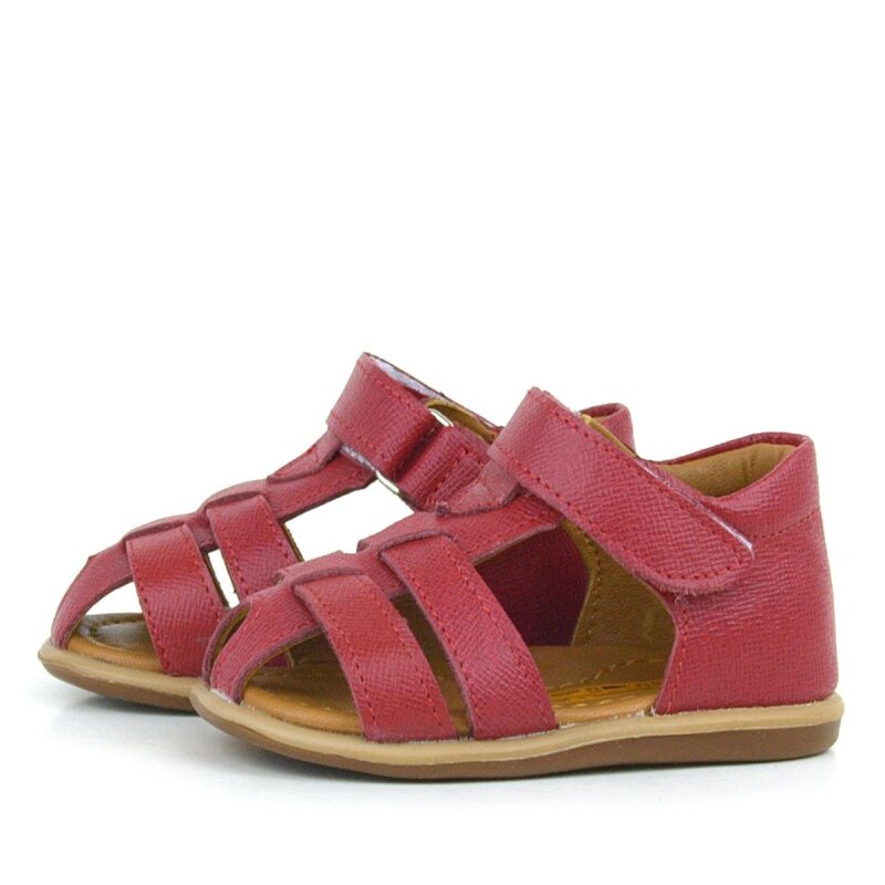 Rakerplus Hakiki Deri Kırmızı Cırtlı Bebek Sandalet Ayakkabı - 4