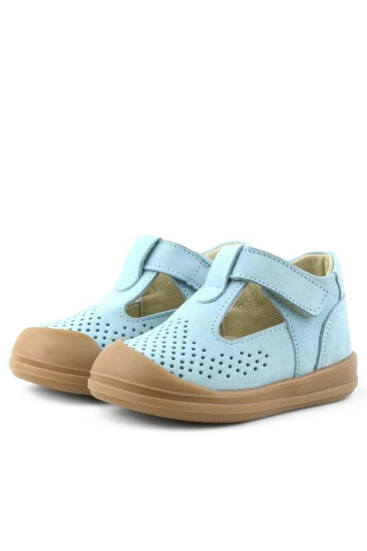 Rakerplus Shaun Hakiki Deri Mavi Cırtlı Anatomik Bebek Sandalet - 4