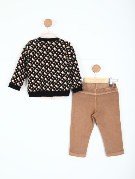 Şapkalı Erkek Çocuk Alt Üst Takım 6-24 Ay 410 Kahverengi - 5