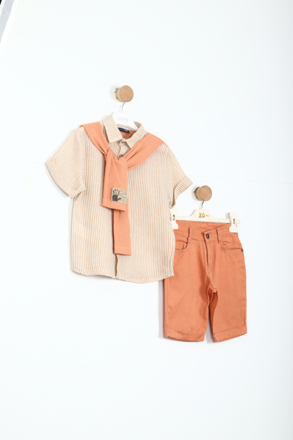 Erkek Çocuk Alt Üst Şort Takım 1-5 Yaş 6215 Bej - 2