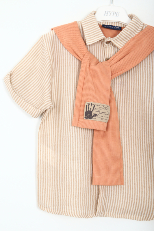 Erkek Çocuk Alt Üst Şort Takım 1-5 Yaş 6215 Bej - 3