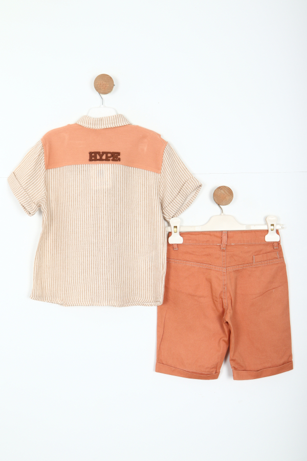 Erkek Çocuk Alt Üst Şort Takım 1-5 Yaş 6215 Bej - 5