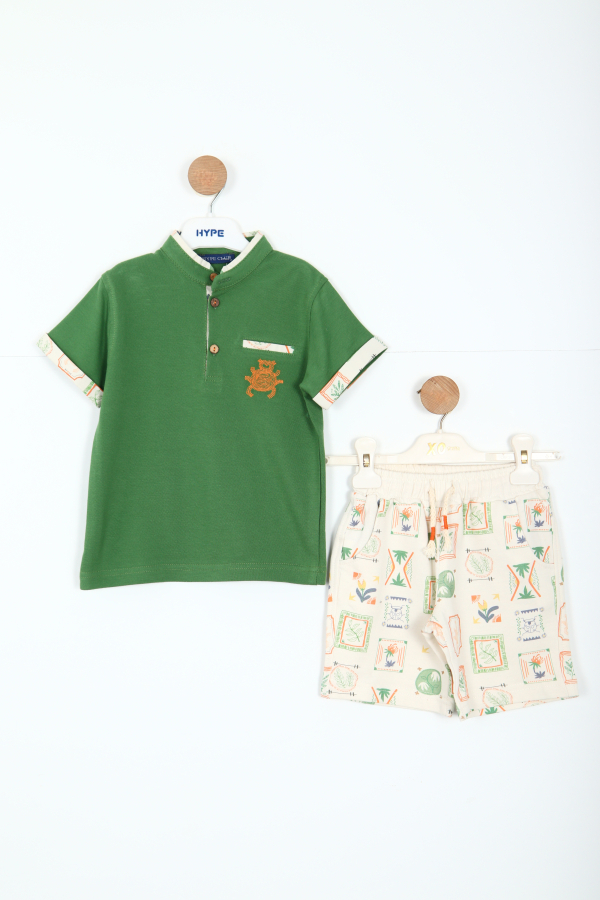Erkek Çocuk Alt Üst Şort Takım 1-5 Yaş 6218 Yeşil - 1