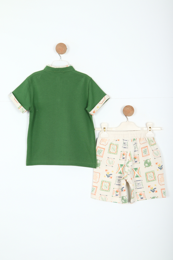 Erkek Çocuk Alt Üst Şort Takım 1-5 Yaş 6218 Yeşil - 4