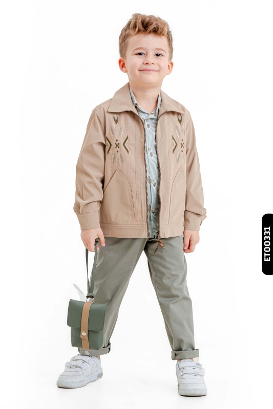 Erkek Çocuk Alt Üst Takım 4-8 Yaş 6530 Bej - Yeşil - 2