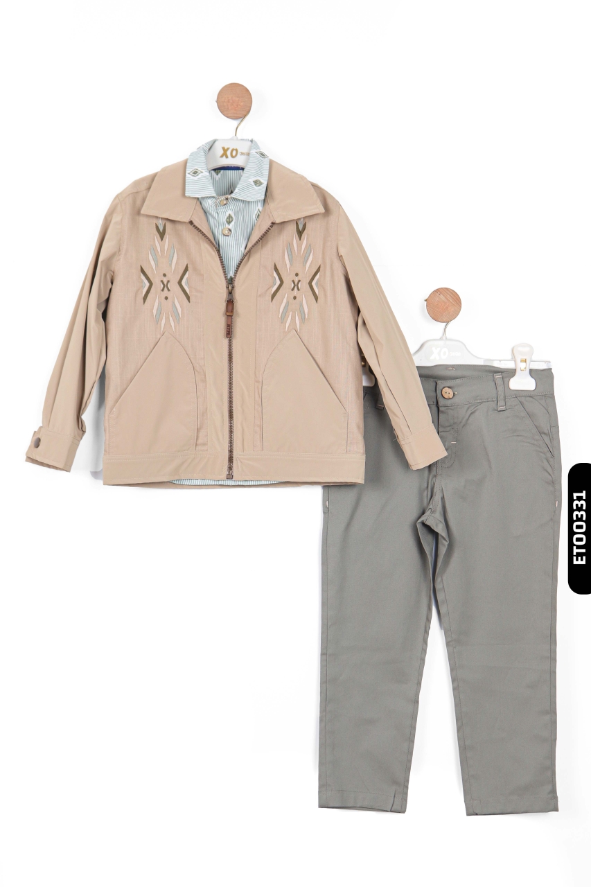 Erkek Çocuk Alt Üst Takım 4-8 Yaş 6530 Bej - Yeşil - 3