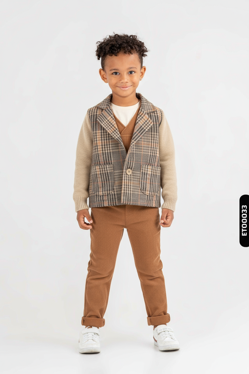 Erkek Çocuk Alt Üst Takım 3-12 Ay 8317 Kahverengi - Bej - 1