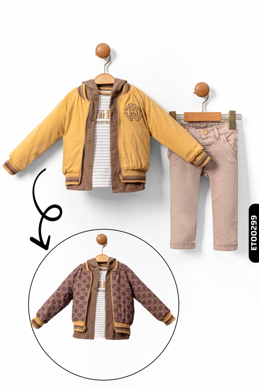 Erkek Çocuk Alt Üst Takım 6-36 Ay 1421 Sarı - Kahverengi - Mini mondo