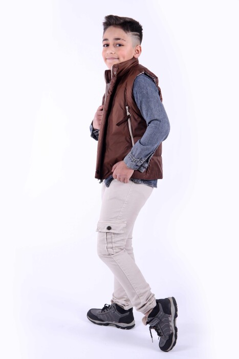 Erkek Çocuk Alt Üst Takım 6-9 Yaş 13099 Kahverengi - 6