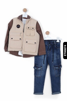 Erkek Çocuk Alt Üst Takım 6-9 Yaş 13084 Kahverengi - Bej - NASR GRUB