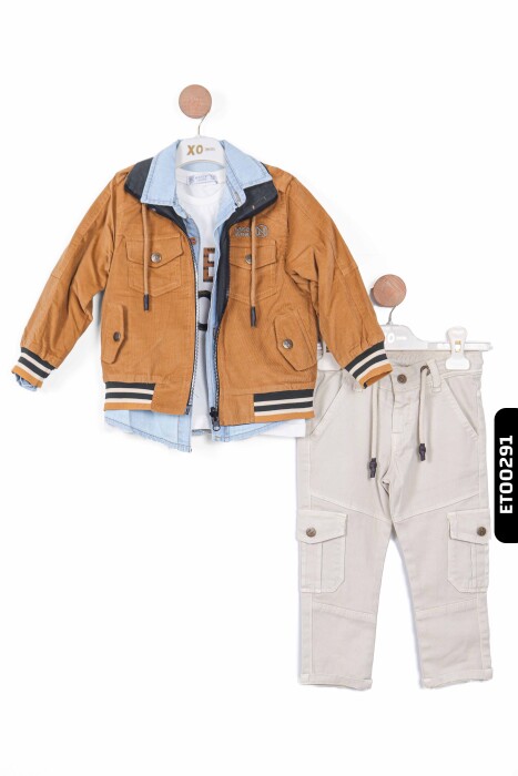 Erkek Çocuk Alt Üst Takım 2-5 Yaş 12073 Kahverengi - Ekru - 2