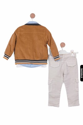 Erkek Çocuk Alt Üst Takım 2-5 Yaş 12073 Kahverengi - Ekru - 5