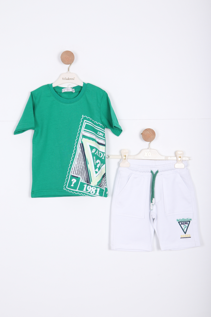 Erkek Çocuk Şort Alt Üst Takım 2-7 Yaş 3225 Yeşil - 1