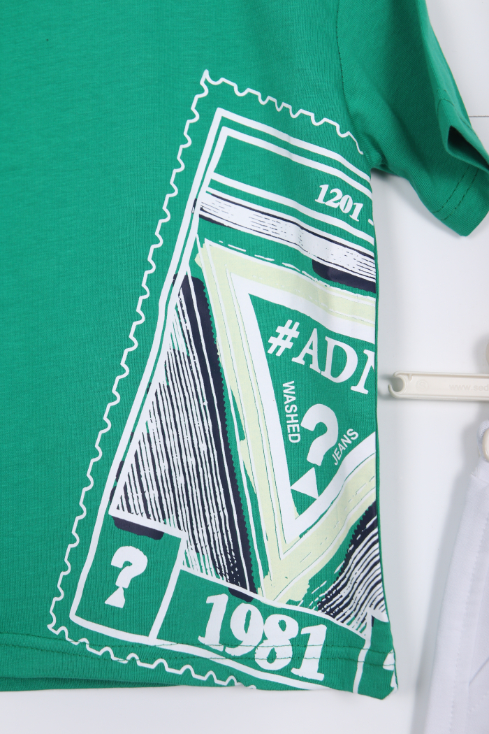 Erkek Çocuk Şort Alt Üst Takım 2-7 Yaş 3225 Yeşil - 3