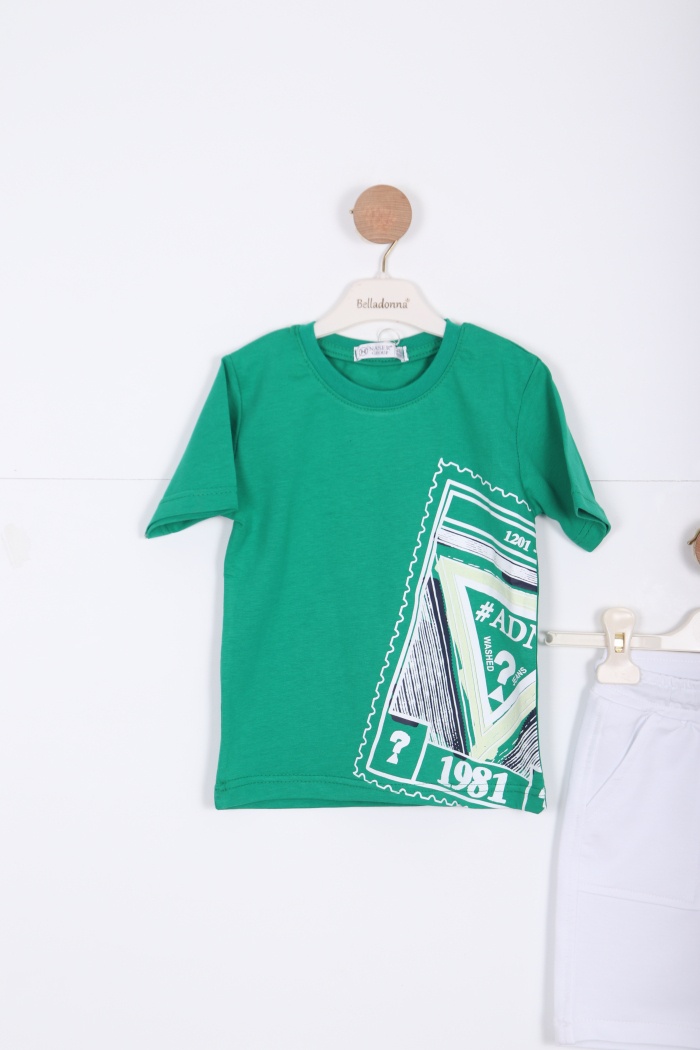 Erkek Çocuk Şort Alt Üst Takım 2-7 Yaş 3225 Yeşil - 5