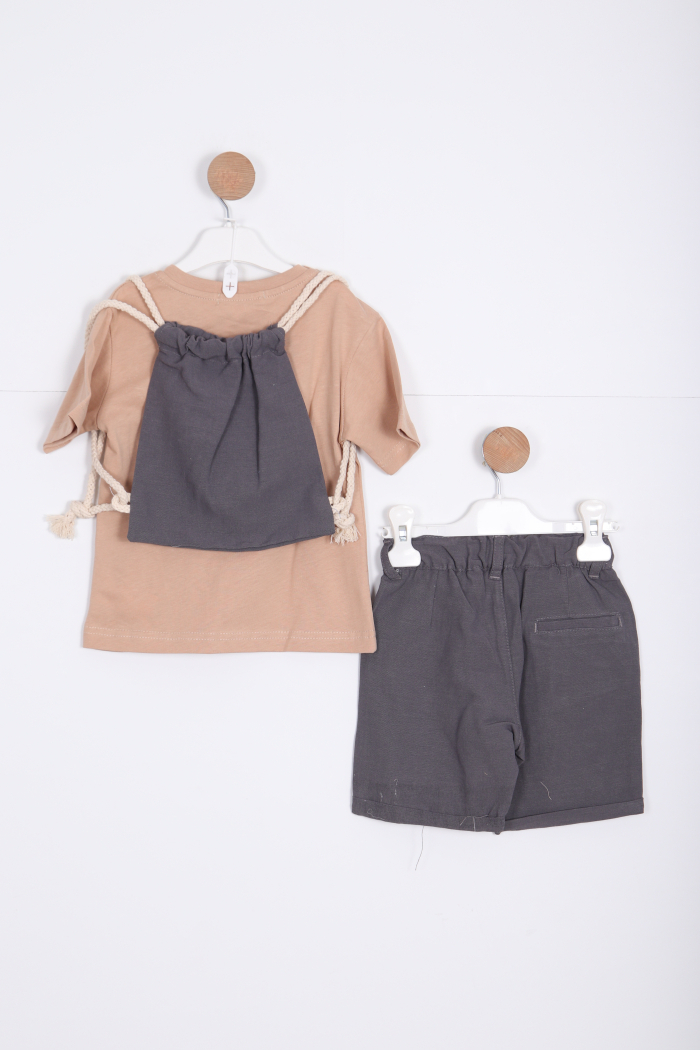 Erkek Çocuk Alt Üst Şort Takım 18-36 Ay 2141 Camel - 2