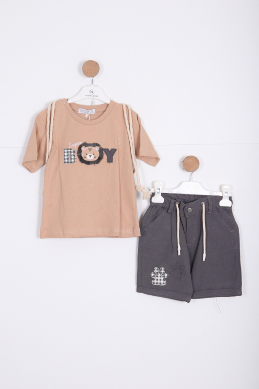 Erkek Çocuk Alt Üst Şort Takım 18-36 Ay 2141 Camel - NASR GRUB