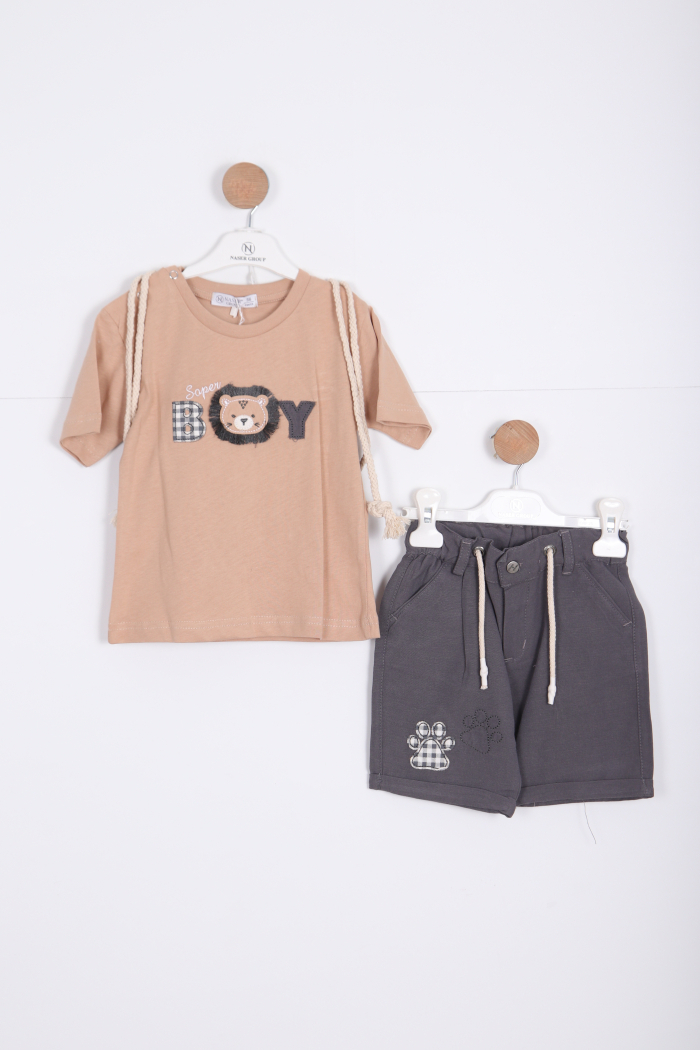 Erkek Çocuk Alt Üst Şort Takım 18-36 Ay 2141 Camel - 1