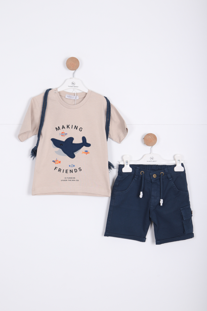 Erkek Çocuk Alt Üst Şort Takım 18-36 Ay 2142 Bej - 1