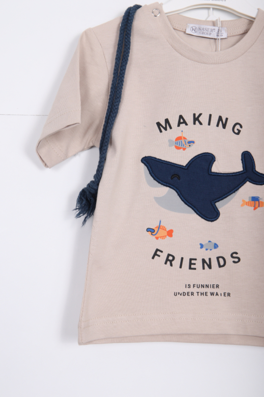 Erkek Çocuk Alt Üst Şort Takım 18-36 Ay 2142 Bej - 4