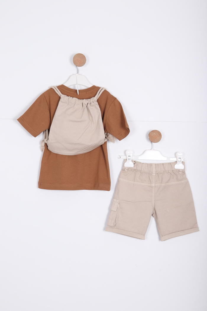 Erkek Çocuk Alt Üst Şort Takım 18-36 Ay 2143 Kahverengi - 2