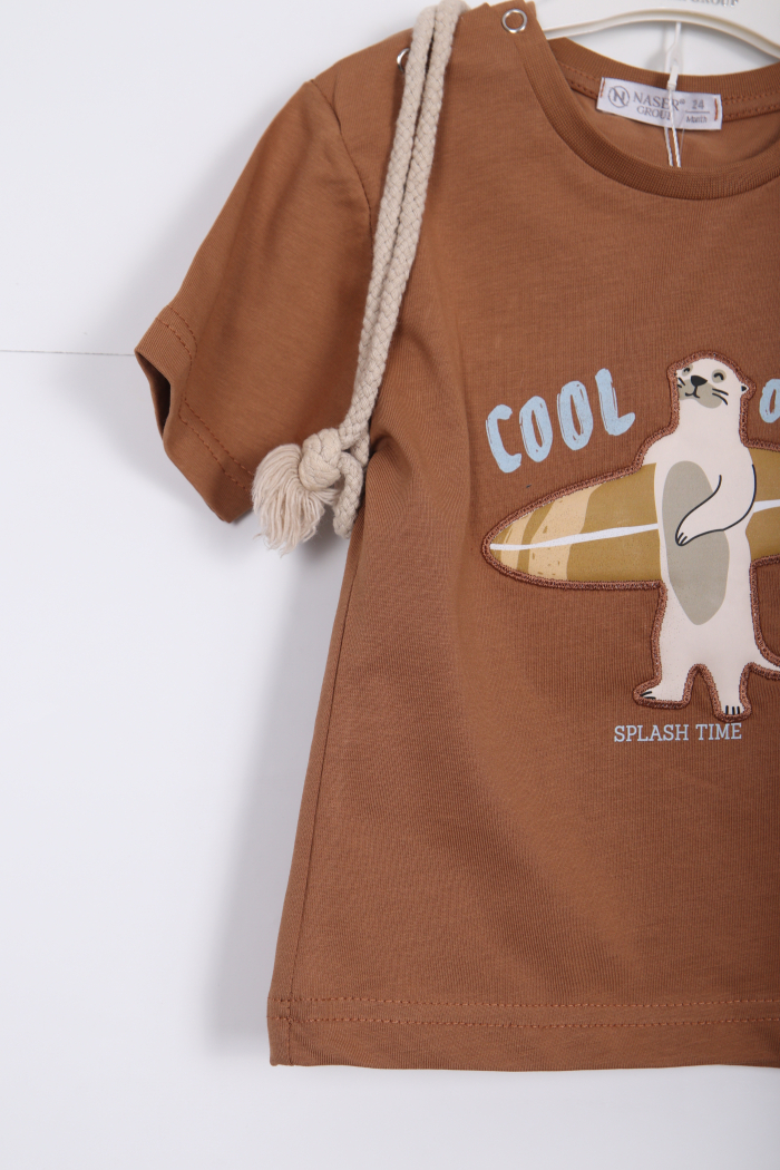 Erkek Çocuk Alt Üst Şort Takım 18-36 Ay 2143 Kahverengi - 3