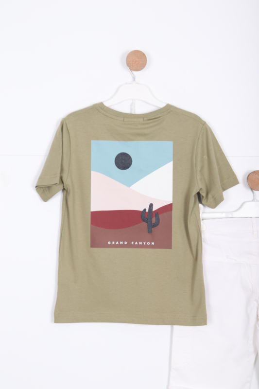 Erkek Çocuk Alt Üst Şort Takım 8-14 Yaş 4141 Haki - 4