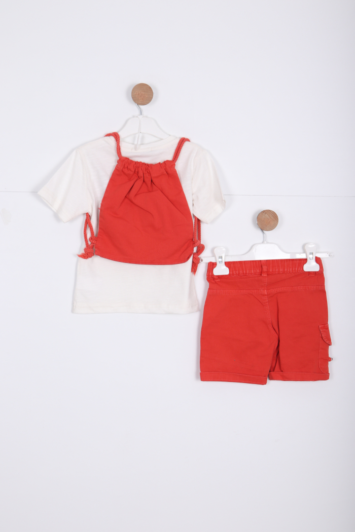 Erkek Çocuk Alt Üst Şort Takım 2-7 Yaş 3145 Ekru - 2