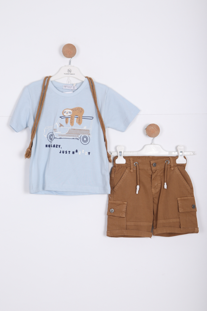 Erkek Çocuk Alt Üst Şort Takım 2-7 Yaş 3144 Mavi - 1